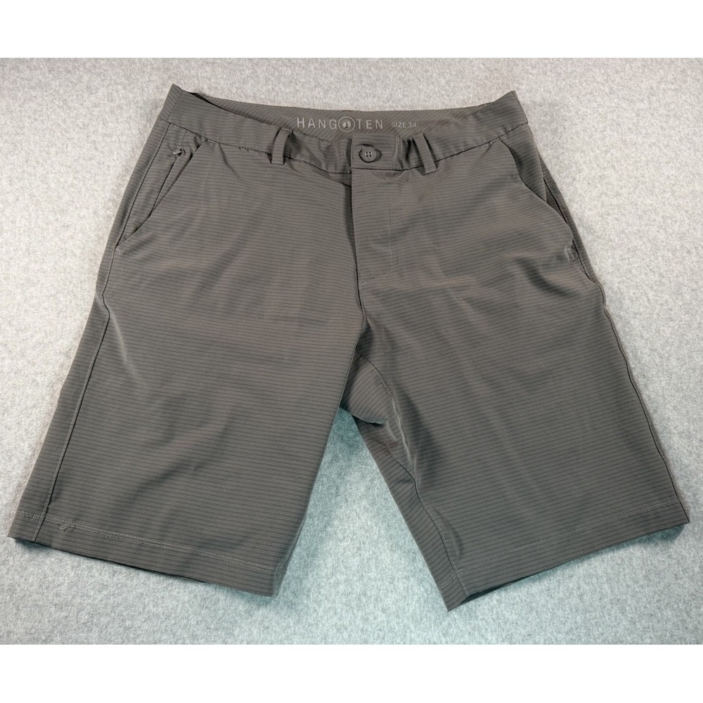 Hang Ten Board Shorts Men 34 Gray Stripe Sport Bermuda Stretch Performance